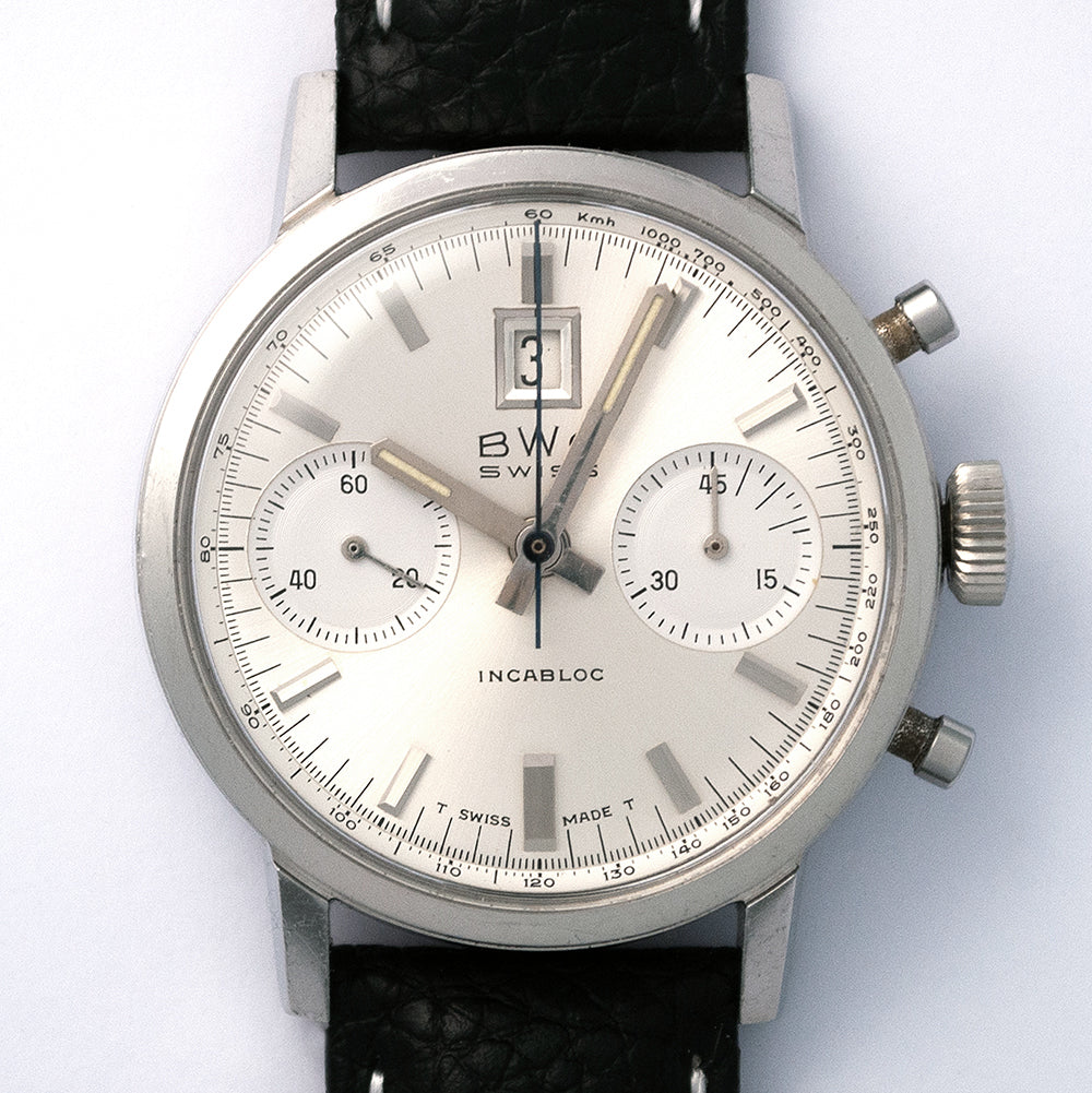 BWC (Buttes Watch Co.), Chronograph, Dato 45, Edelstahl, Datum, Kaliber Landeron 187