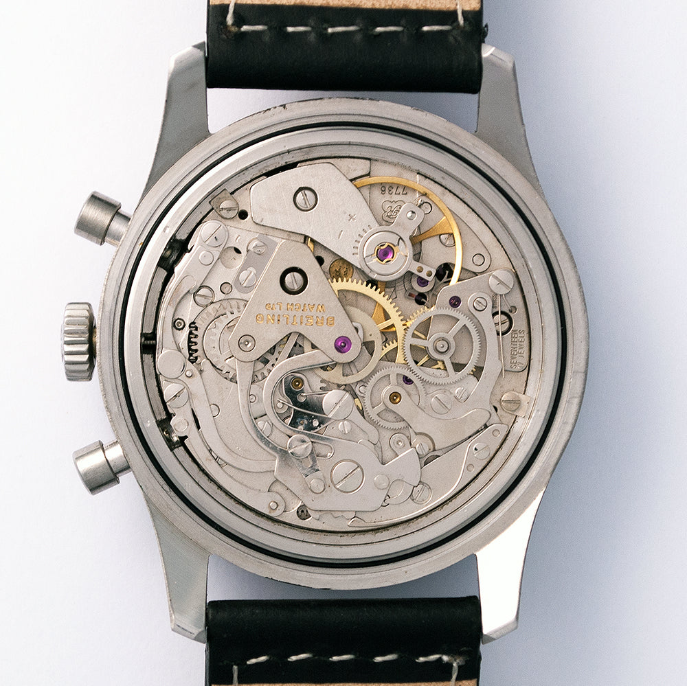 Breitling Cosmonaute, Referenz 809-36, wie NOS Edelstahl, Handaufzug, 24-Stunden-Anzeige