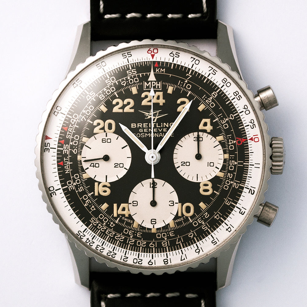 Breitling Cosmonaute, Referenz 809-36, wie NOS Edelstahl, Handaufzug, 24-Stunden-Anzeige