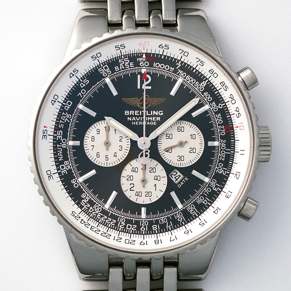 Breitling Navitimer Heritage Ref. A35340 Edelstahl Chronograph Box Uhrentick