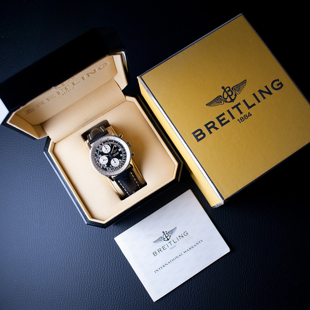 Breitling Navitimer «Old II», Ref. A13022, Edelstahl, verkauft im 1995, mit Box und Originalgarantie