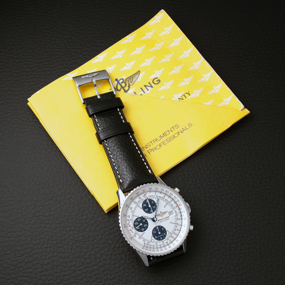 Breitling, Old Navitimer II, Ref. A13022, «Panda»-Zifferblatt Chronograph, Datum, Reisebox und Garantie-Booklet