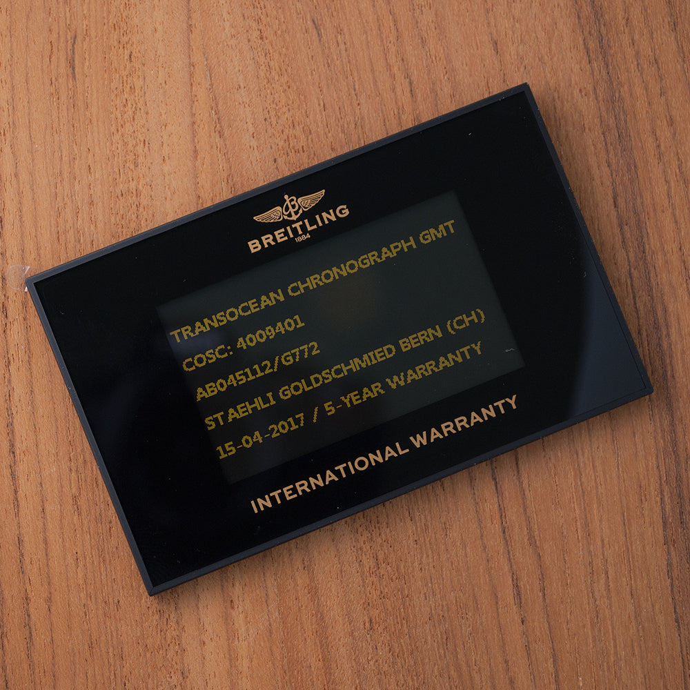 Breitling Transocean, Chronograph, GMT, Limited Edition, Ref. AB0451112, Edelstahl, Manufakturkaliber, Silver Dial, Full Set, Nummer 996/2000, 2017