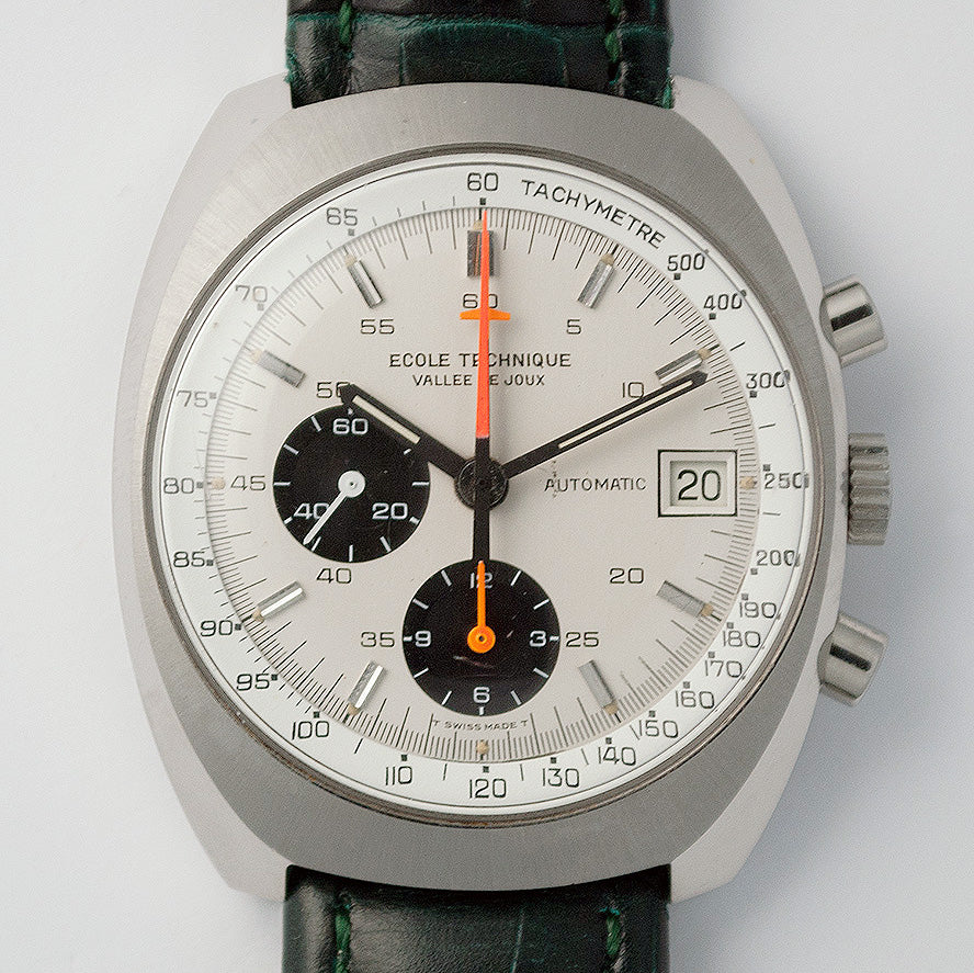 Ecole Technique, Vallée de Joux, Automatikchronograph, Lemania-Kaliber 1341, um 1970
