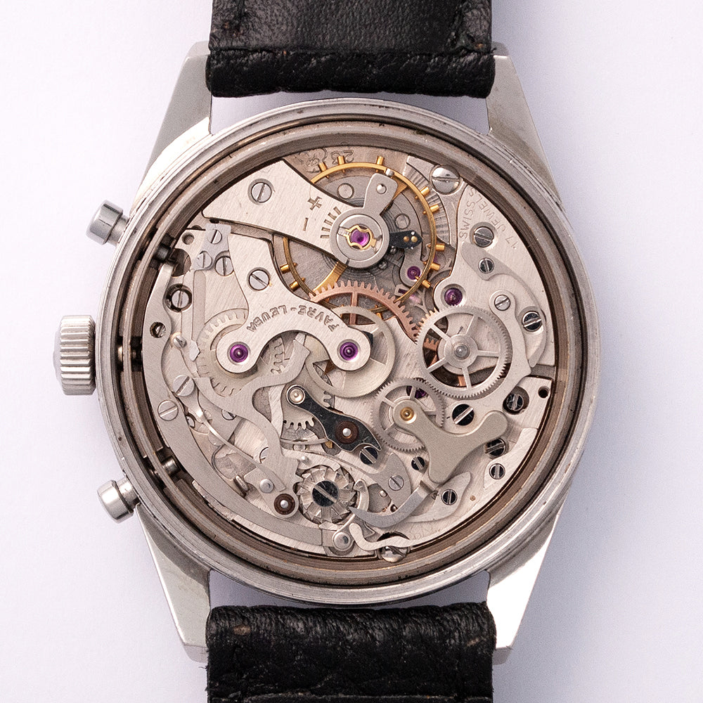 Favre-Leuba, Chronograph, Kaliber Valjoux 23, Edelstahl, verschraubter Boden