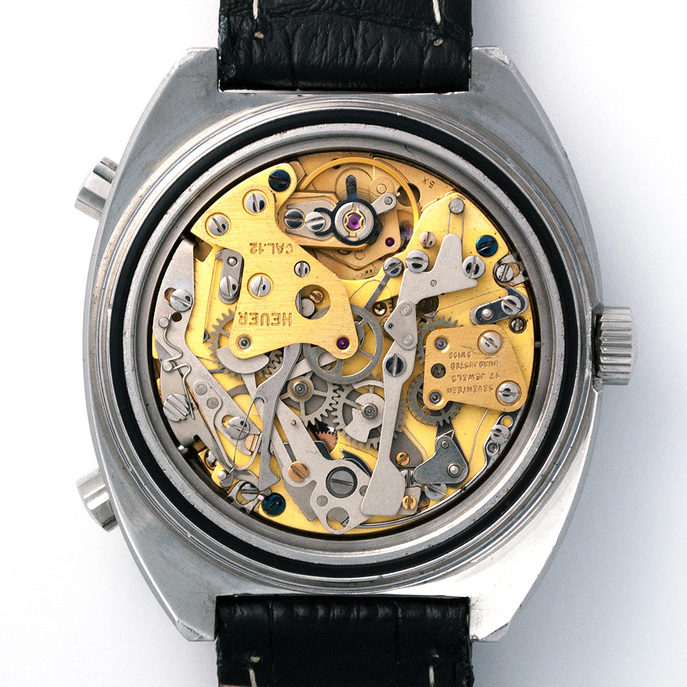 Heuer Autavia, Ref. 1163 V «Viceroy», Kaliber 12, Edelstahl, Automat, Tachymeter-Skala, ca. 1972