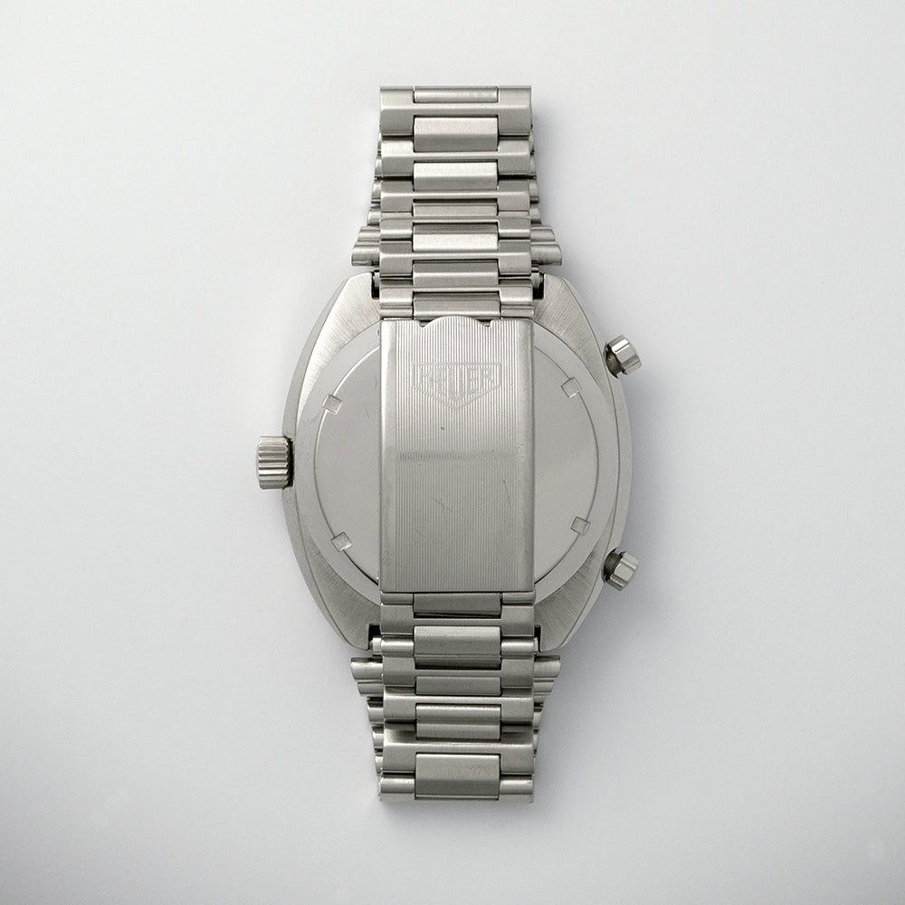 Heuer Montreal, «Stefan Bellof», Ref. 110.503NC Automatik-Chronograph, Datum, verkauft 1975, mit Garantie-Booklet