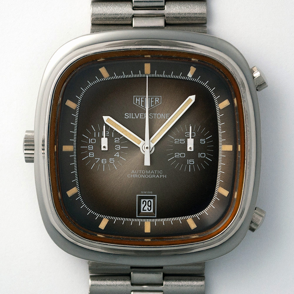 Heuer Silverstone «Fumé», Referenz 110313 F, Automat, ca. 1975, NSA-Stahlarmband