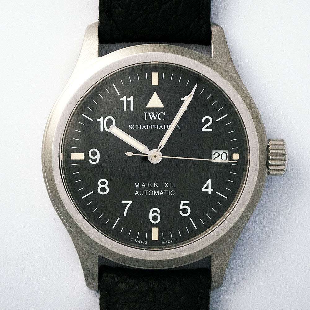 IWC Fliegeruhr Mark XII, Ref. 3241, Tritium-Zifferblatt Automat, Stahl, Datum, ohne Box und Papiere
