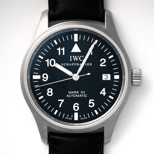 IWC Fliegeruhr Mark XV, Referenz 3253-01, 2007, Automat, Stahl, Datum, revidiert mit Garantie bis Oktober 2022, neues IWC-Lederband