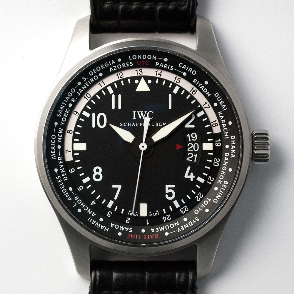 IWC Fliegeruhr Worldtimer, Ref. IW326201, 2014, Full-Set Edelstahl, Automat, IWC-Service 2018