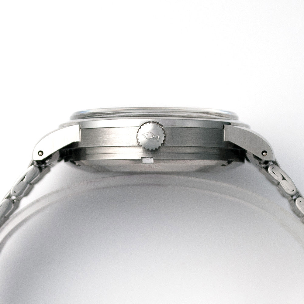 IWC Ingenieur, Ref. 666 A, versilbertes Zifferblatt, 1956, Automat, Original IWC «Guy Frères» Stahlarmband, revidiert, Garantie bis 02/24