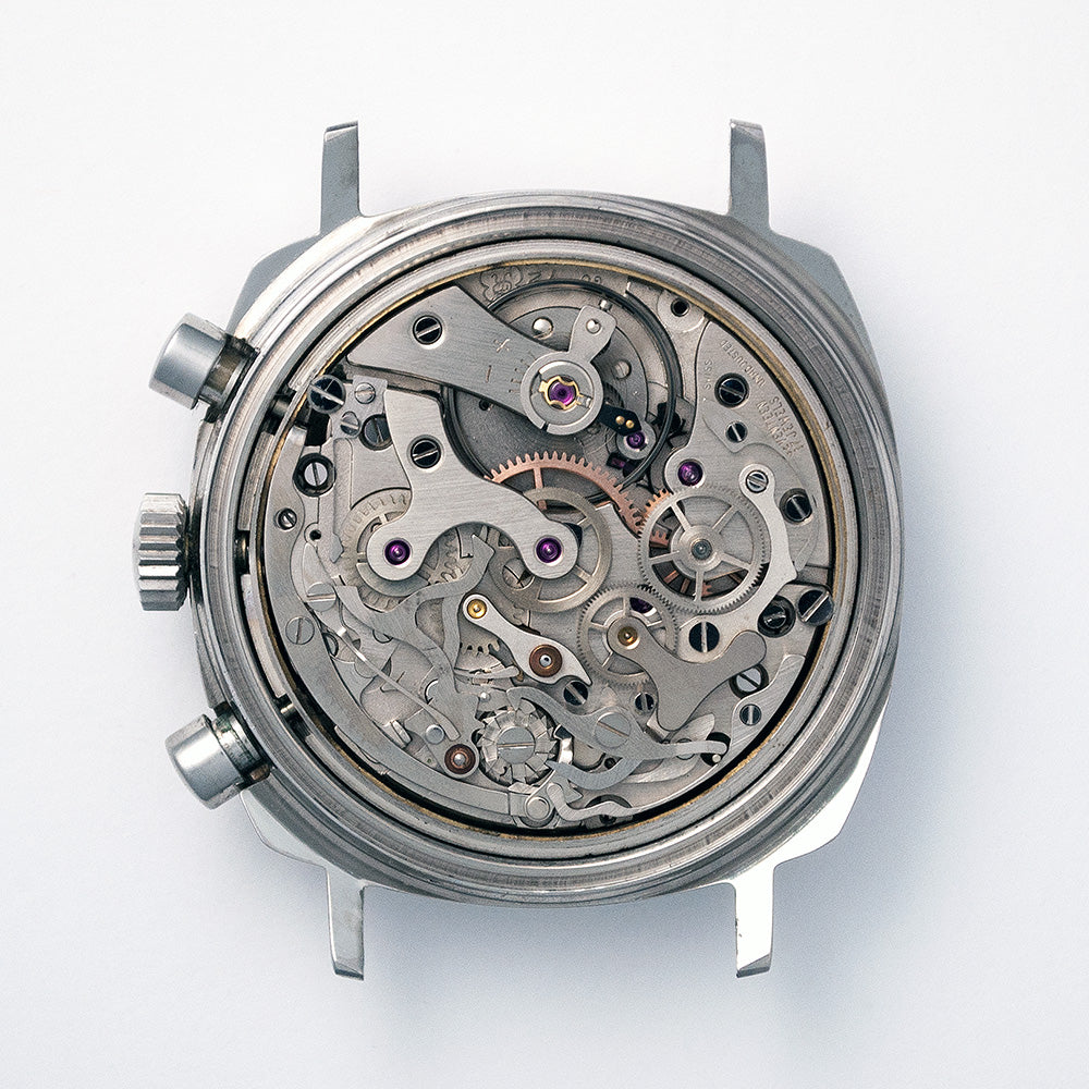 Ollech & Wajs, Chronograph, «Poor Man's Camaro», Valjoux 72 Edelstahl, Panda-Zifferblatt