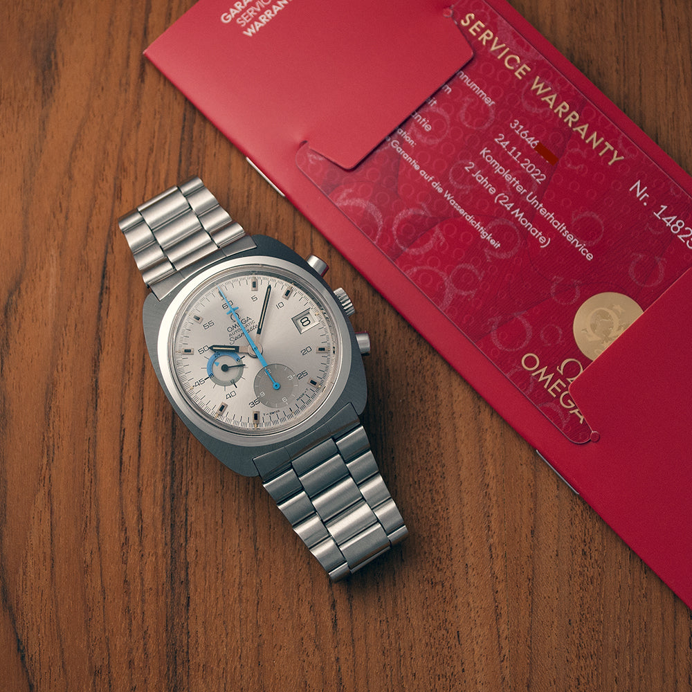 Omega Seamaster Chronograph, seltene Ref. 176.001, ca. 1970, Omega-Werksrevision, Garantie bis 11/2024