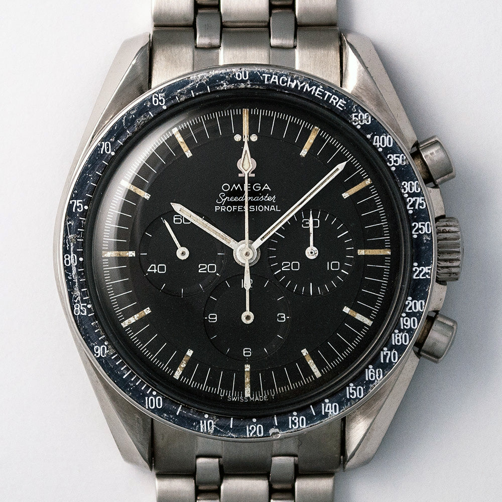 Omega Speedmaster Professional, Ref. 105.012-65, Kaliber 321, 1966/67, «Omega-Holzer»-Stahlband mit Faltschliesse