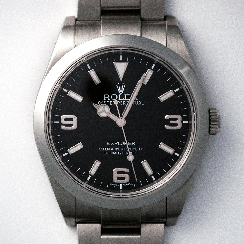 Rolex Explorer 1, Mk1, Ref. 214270, 39 mm, LC 010 (Schweiz), Full-Set, vom Erstbesitzer 2012 bei Bucherer gekauft