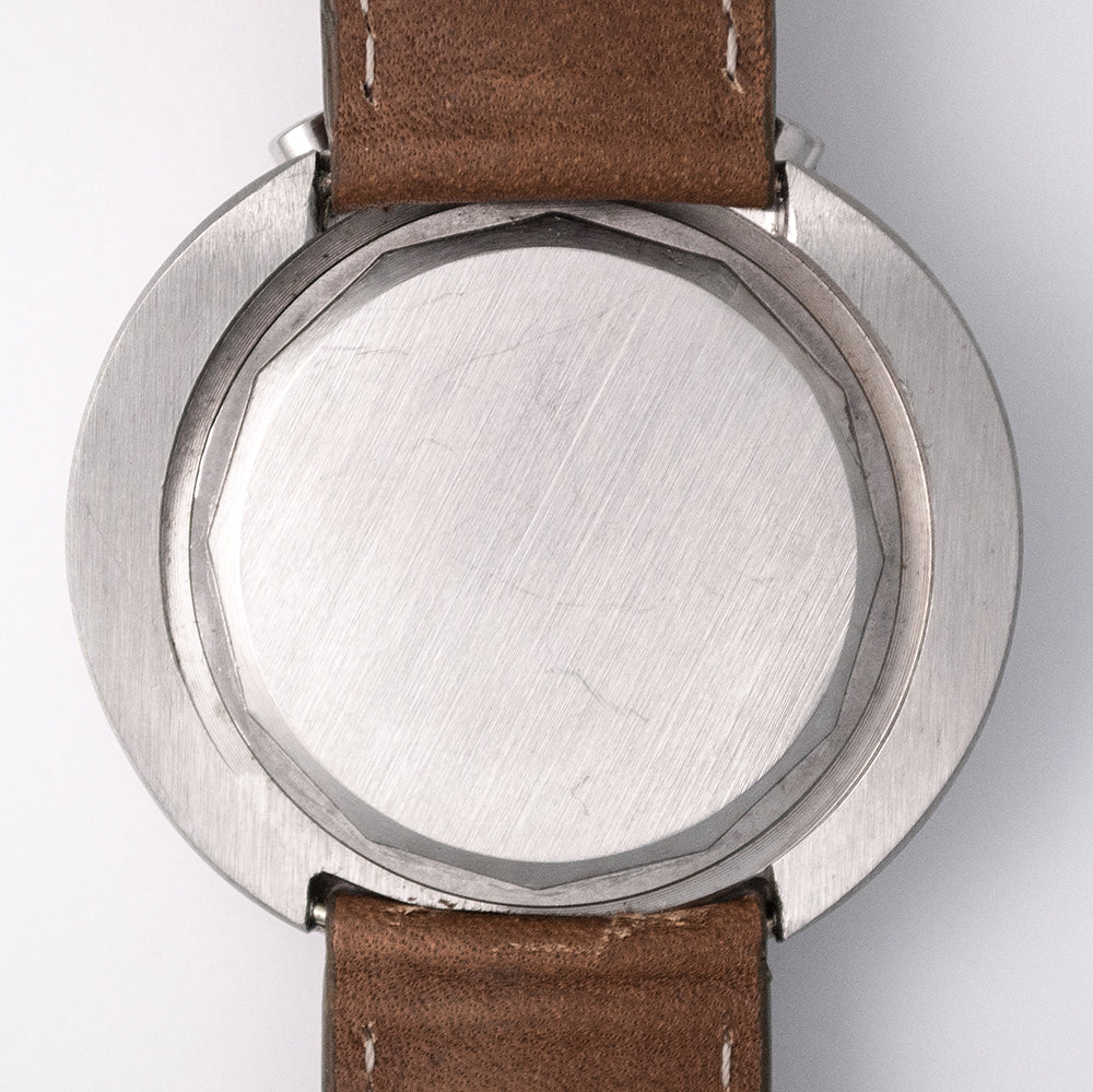 Schul- oder Werksuhr, «Bullhead», Kaliber Valjoux 7750 Stahl, 1970er Jahre