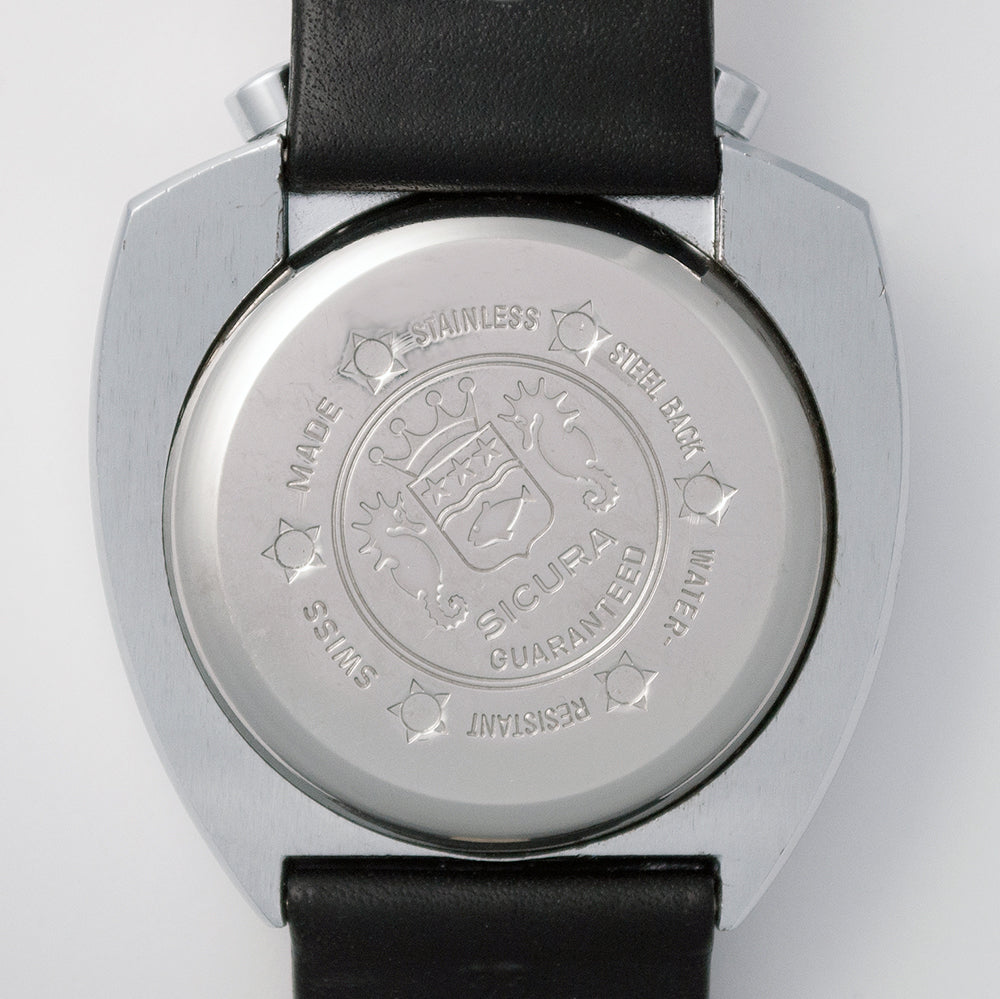 Sicura Chronograph, «Bullhead», Valjoux 7734, Edelstahl, 1970er-Jahre