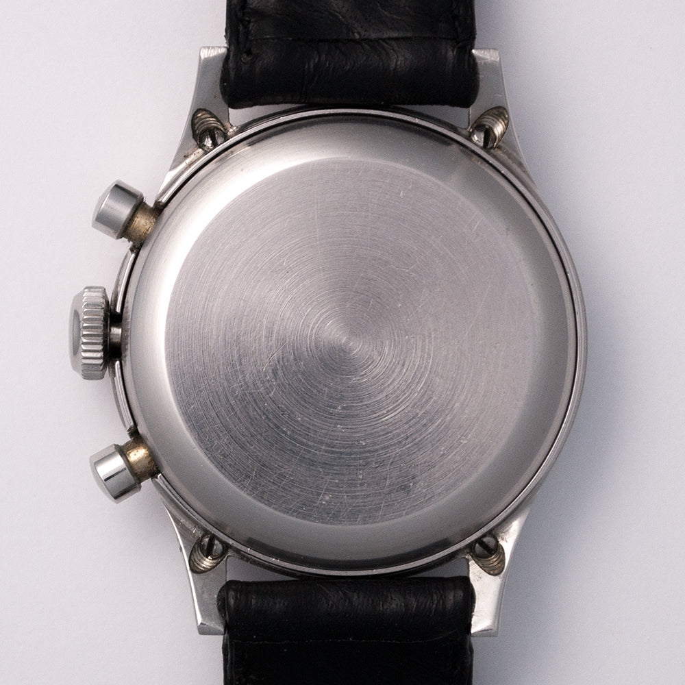 Schuluhr, Uhrmacherschule Solothurn, Chronograph, Valjoux 23, Stahl, mit Chronometerzertifikat, 1963