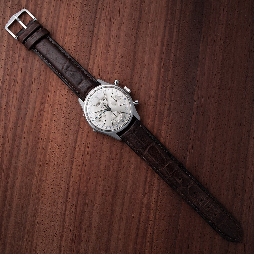 Ulysse Nardin, Chronograph, Vollkalender, Valjoux 72C, Edelstahl, verschraubter Boden
