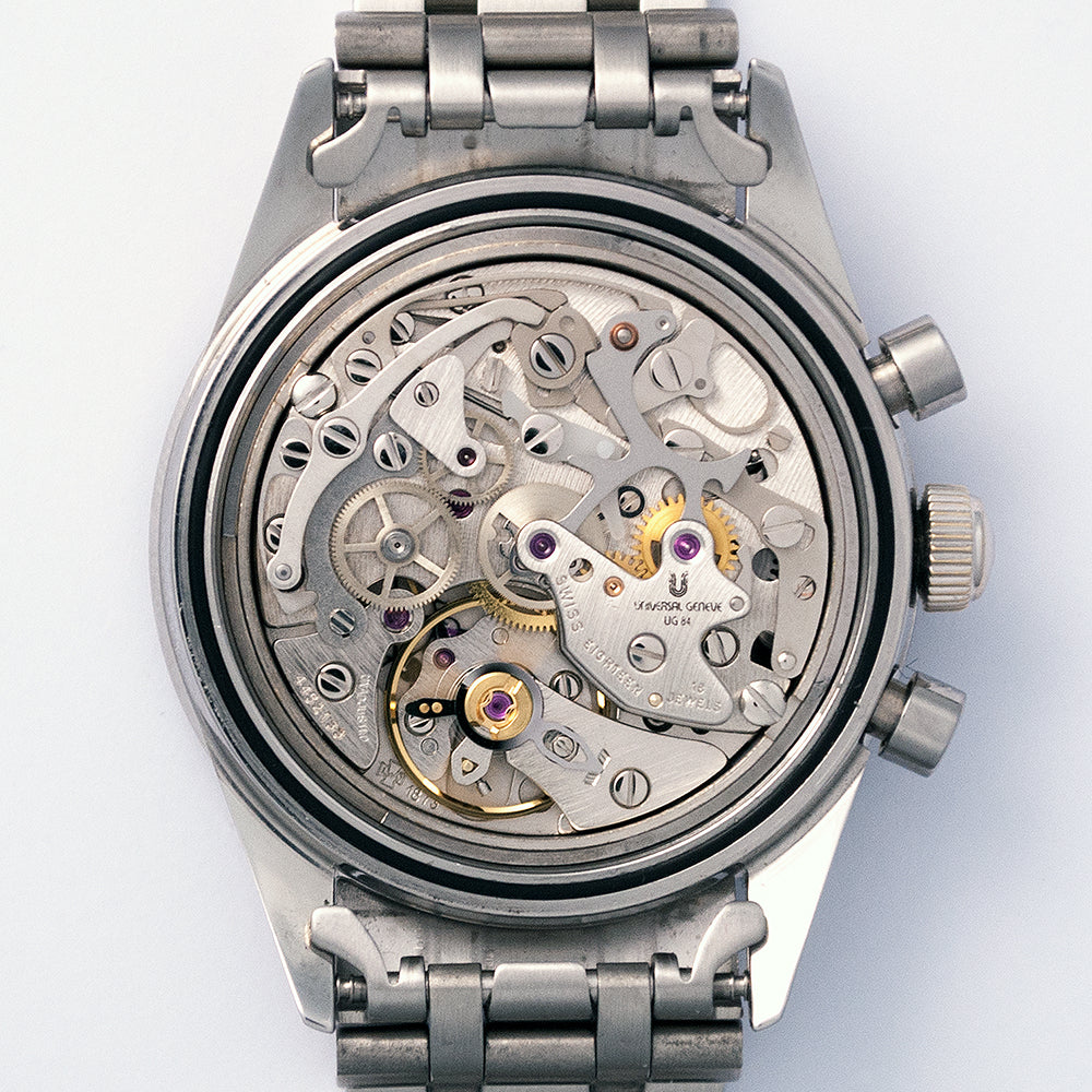 Universal Genève, Compax, Chronograph, Ref. 884.475, Full-Set, Handaufzug, Kaliber UG 84, originales Stahlband