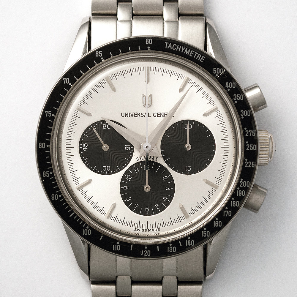 Universal Genève, Compax, Chronograph, Ref. 884.475, Full-Set, Handaufzug, Kaliber UG 84, originales Stahlband