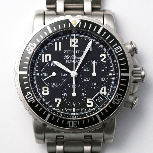 Zenith El Primero, Flyback, Ref. 01/02.0470.405, Edelstahl, Automat, 2002, mit Original-Zenith-Stahlband, Box und Papiere