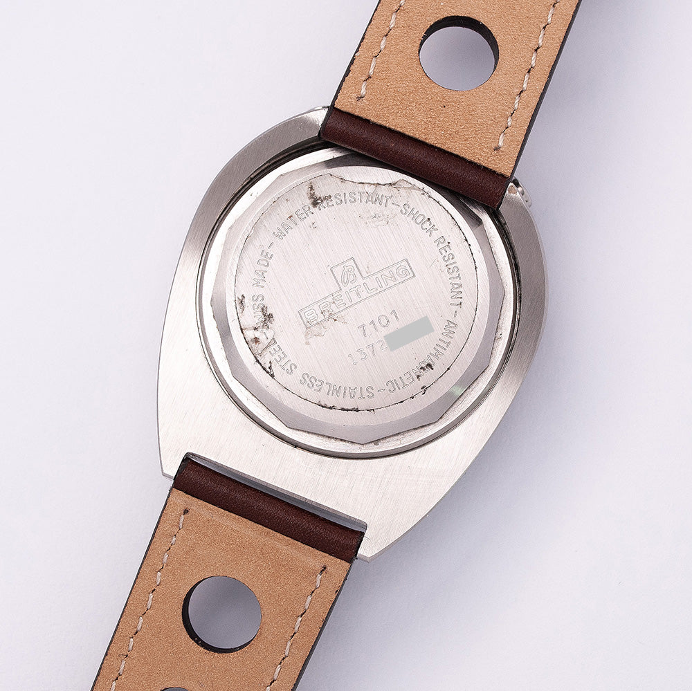 Breitling «Bullhead» Pupitre, Referenz 7101, 1971, Edelstahl, Handaufzug-Chronograph
