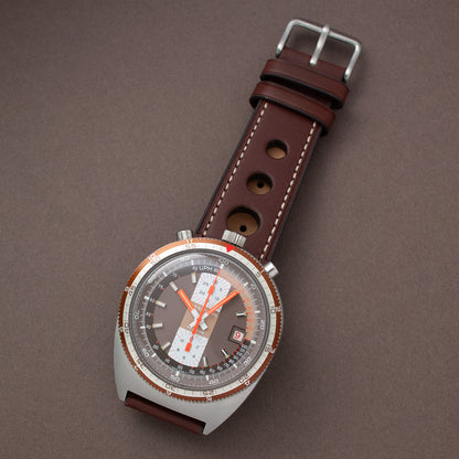 Breitling «Bullhead» Pupitre, Referenz 7101, 1971, Edelstahl, Handaufzug-Chronograph