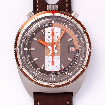 Breitling «Bullhead» Pupitre, Referenz 7101, 1971, Edelstahl, Handaufzug-Chronograph
