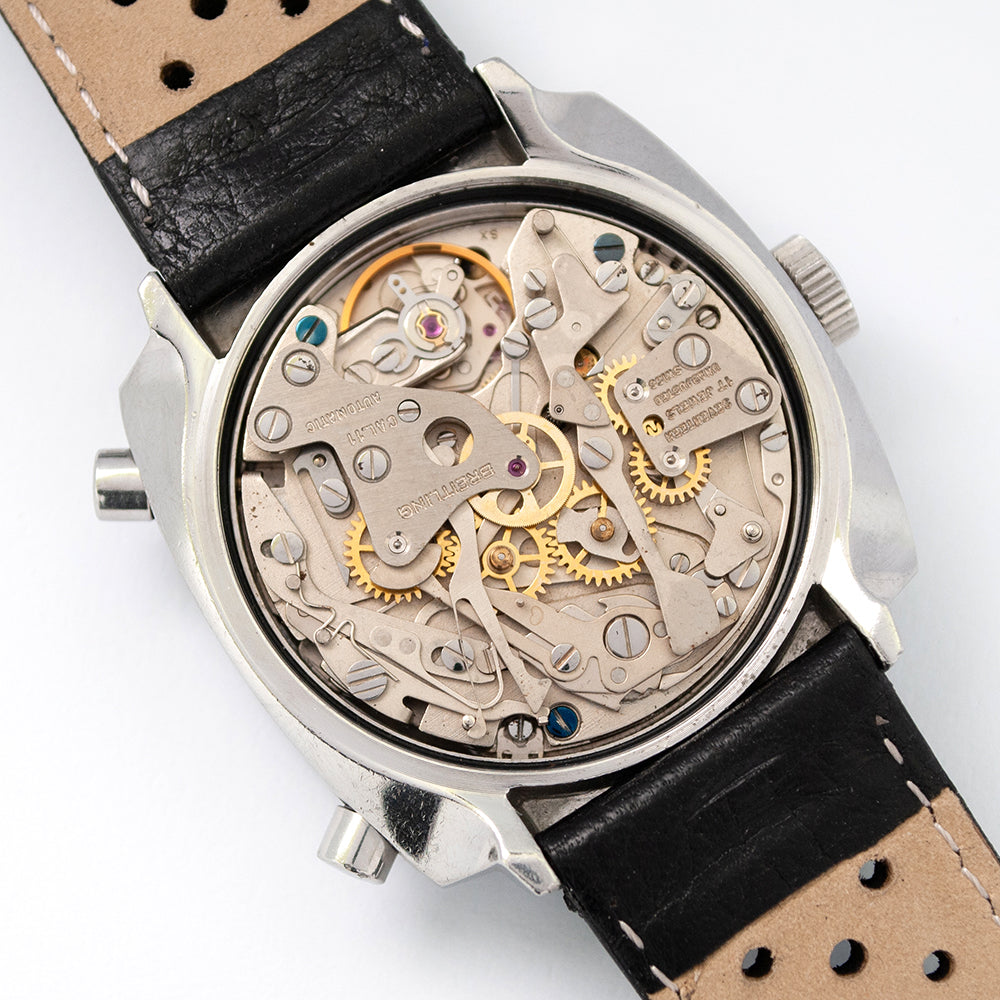 Breitling Chrono-Matic, Chronograph, Referenz 2111, 1970er-Jahre, Edelstahlgehäuse, Automatikwerk Kaliber 11, Datumsanzeige
