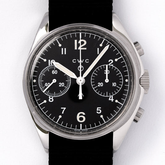 CWC Chronograph, Militäruhr, Neuauflage, Edelstahl, Valjoux Kaliber 7760