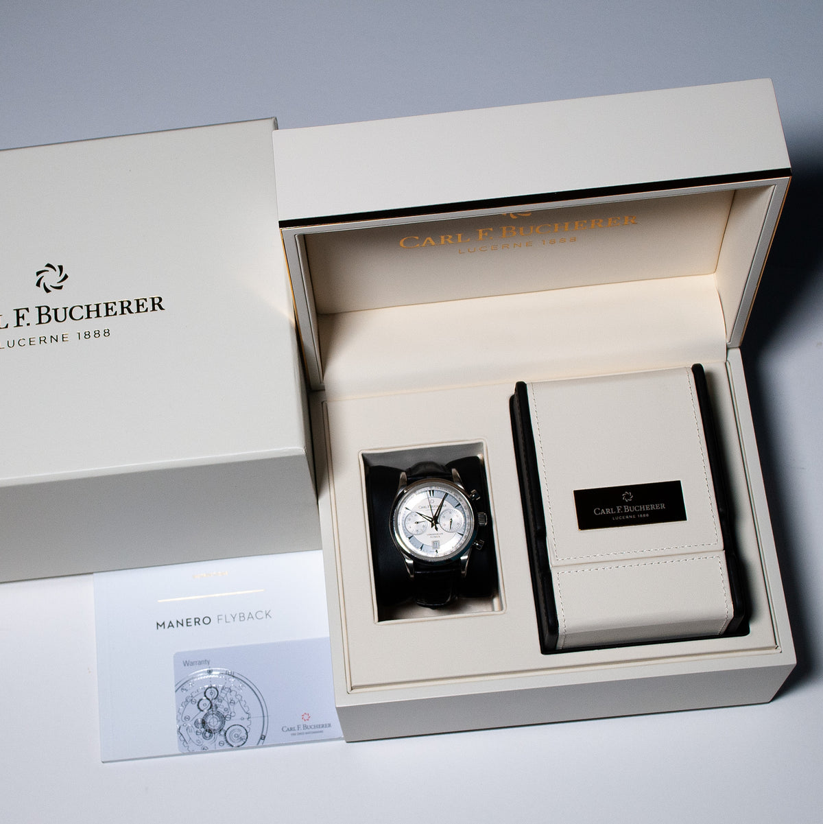Carl F. Bucherer Manero Flyback, Referenz 00.10919.08.13.01, Edelstahl, Automatik, Flyback-Chronograph, Box und Papiere