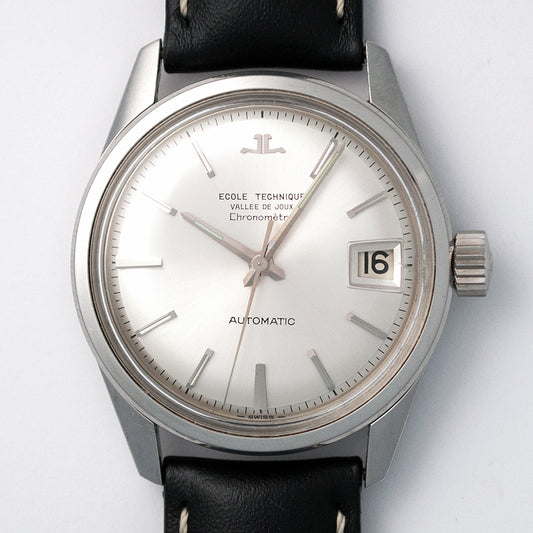 Seltene Schuluhr, Ecole Technique, Vallée de Joux, Jaeger-LeCoultre, Chronometer, Automat, JLC-Kaliber 883, Datum, ca. 1968
