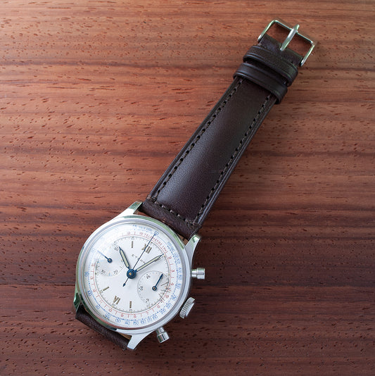 Eterna, Chronograph, 1950er-Jahre, Oversized 37,5 mm, Stahlgehäuse, Kaliber 703 R (Valjoux 22)