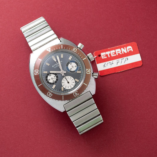 Eterna Tri-Compax-Chronograph, Referenz 154 FTP-3, 2. Version, Edelstahl,  Kaliber 1492 K (Valjoux 726)