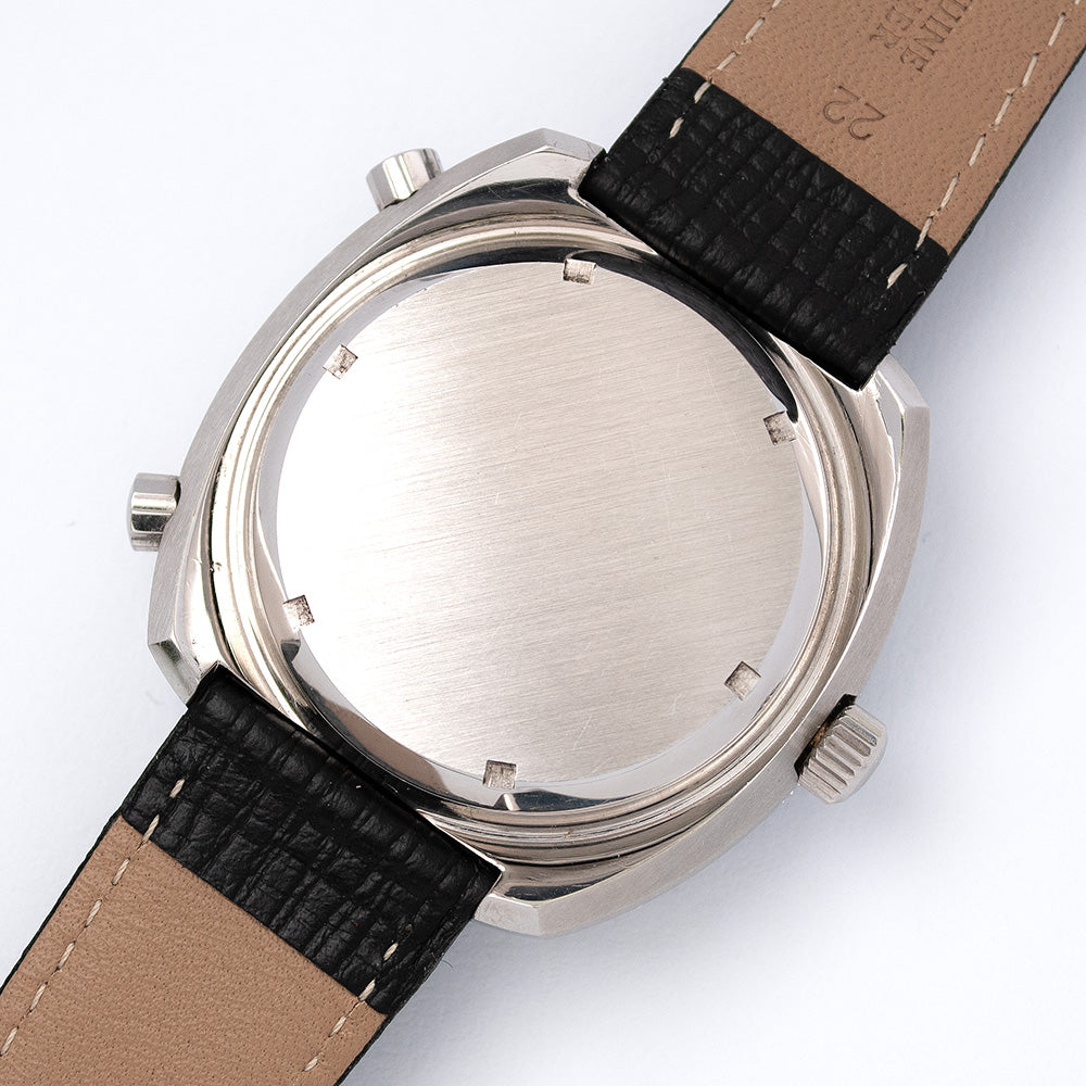 Heuer Calculator, Referenz 110.633, 1970er-Jahre, Edelstahl, Automatik-Chronograph, Kaliber 12