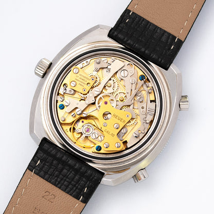 Heuer Calculator, Referenz 110.633, 1970er-Jahre, Edelstahl, Automatik-Chronograph, Kaliber 12