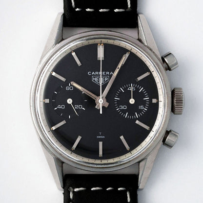 Heuer Carrera, Chronograph 45 Minuten, Ref. 3647N, Edelstahl, 1960er Jahre