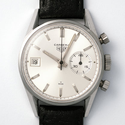 Heuer Carrera Dato 45, Referenz 3147S, 2. Version Edelstahl, Handaufzug, Kaliber Landeron 189