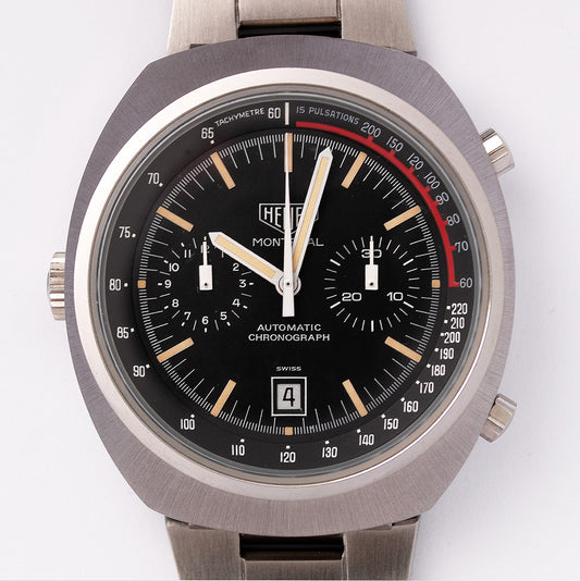 Heuer Montreal, «Stefan Bellof», Referenz 110.503NC, Automatik-Chronograph, Kaliber 12, Datum