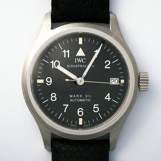 IWC Fliegeruhr Mark XII, Ref. 3241, Tritium-Zifferblatt Automat, Stahl, Datum, ohne Box und Papiere