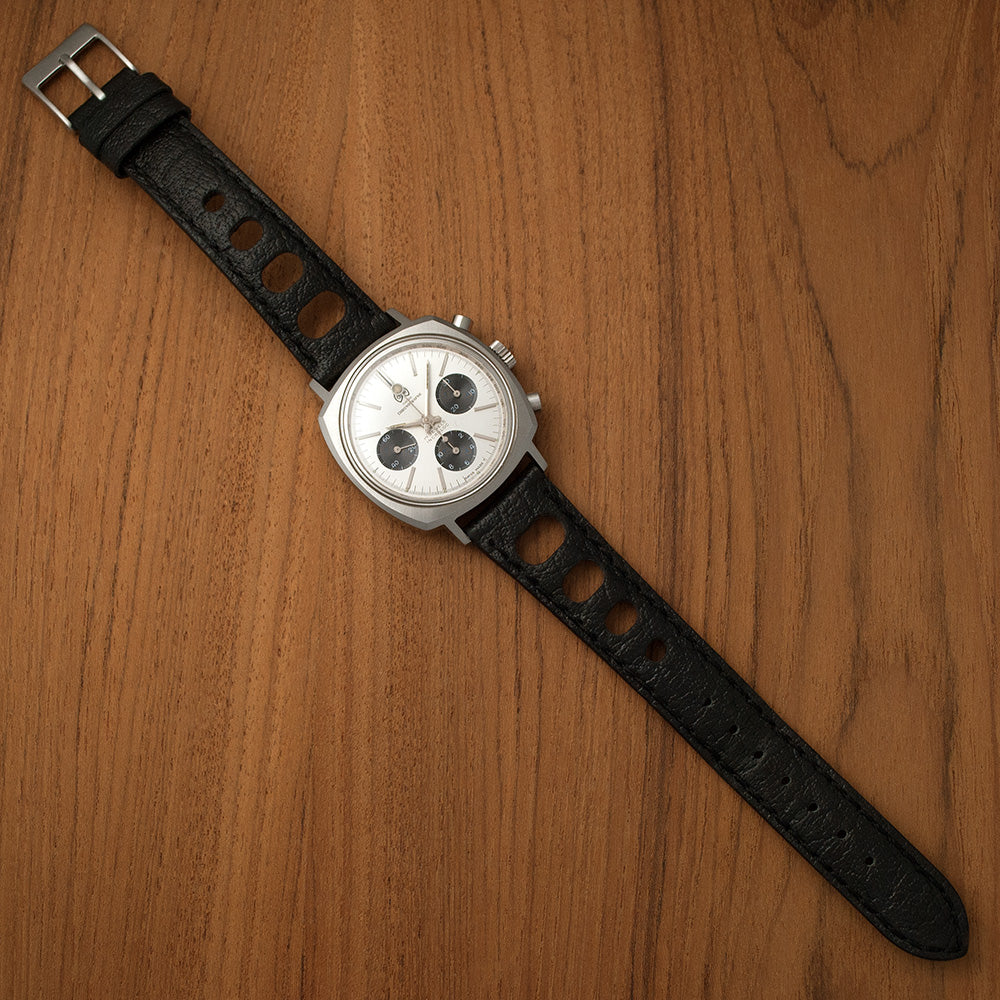Ollech & Wajs, Chronograph, «Poor Man's Camaro», Valjoux 72 Edelstahl, Panda-Zifferblatt