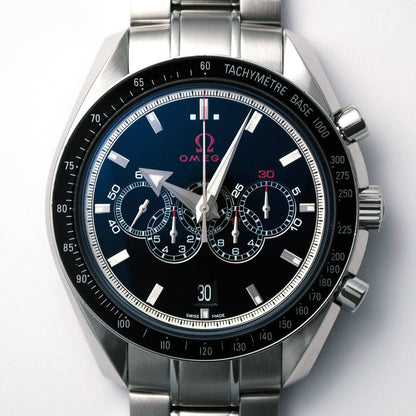Omega Speedmaster, olympische Kollektion, Ref. 321.30.44.52.01.001, Full-Set, 2008, Automat, Co-Axial, Chronograph, Chronometer, mit Werksrevision