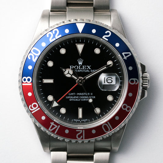 Rolex, GMT-Master, Ref. 16710 T, «Pepsi», «Stick-Dial», Z-Serie Verkauft von Bucherer (Haban, Wien) 2006, mit Box, Chronometer-Zertifikat