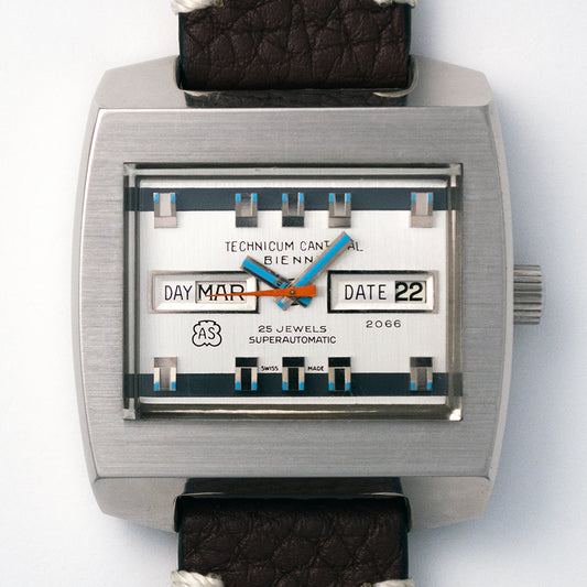 Schuluhr, Technicum Cantonal Bienne, selten Automat, Kaliber AS 2066, Tag/Datum