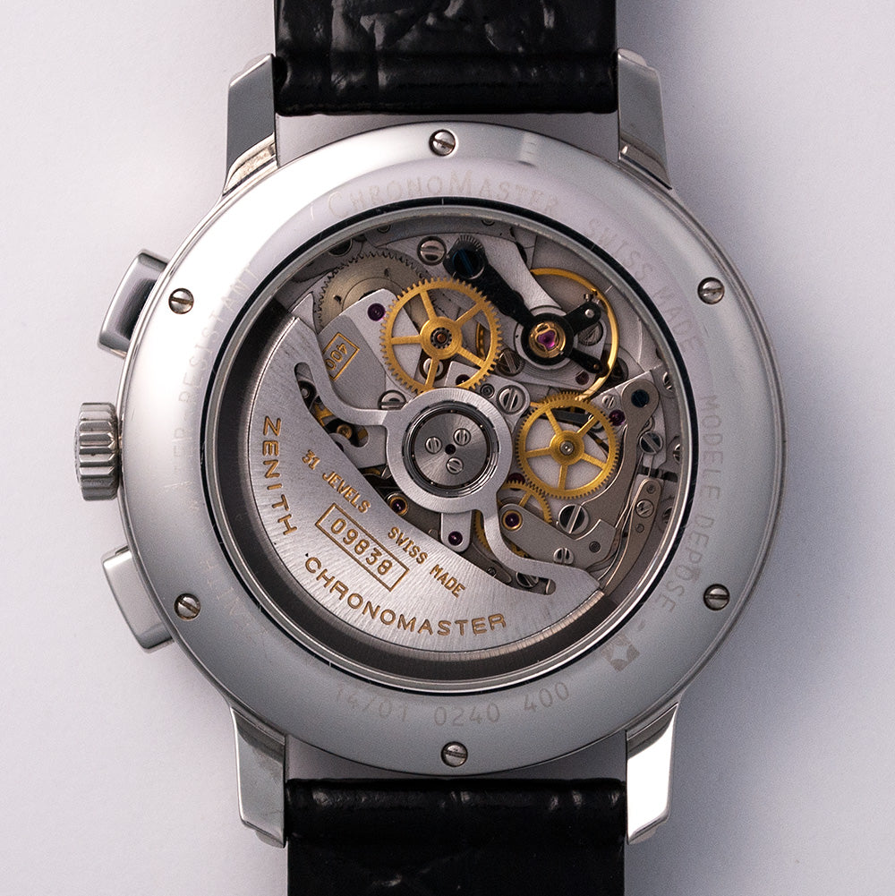 Zenith El Primero Chronomaster, Chronometer, Ref. 01.240.400/01, Edelstahl mit verschraubtem Glasboden, mit Box, Garantie und COSC-Zertifikat, 1998